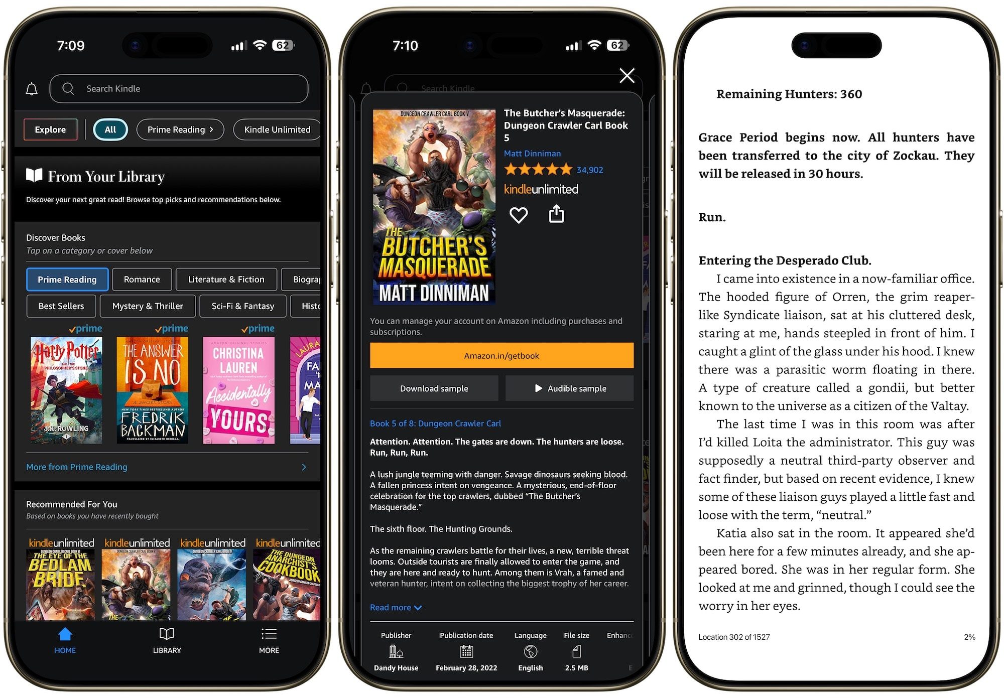 Captures d'écran de l'application Amazon-Kindle