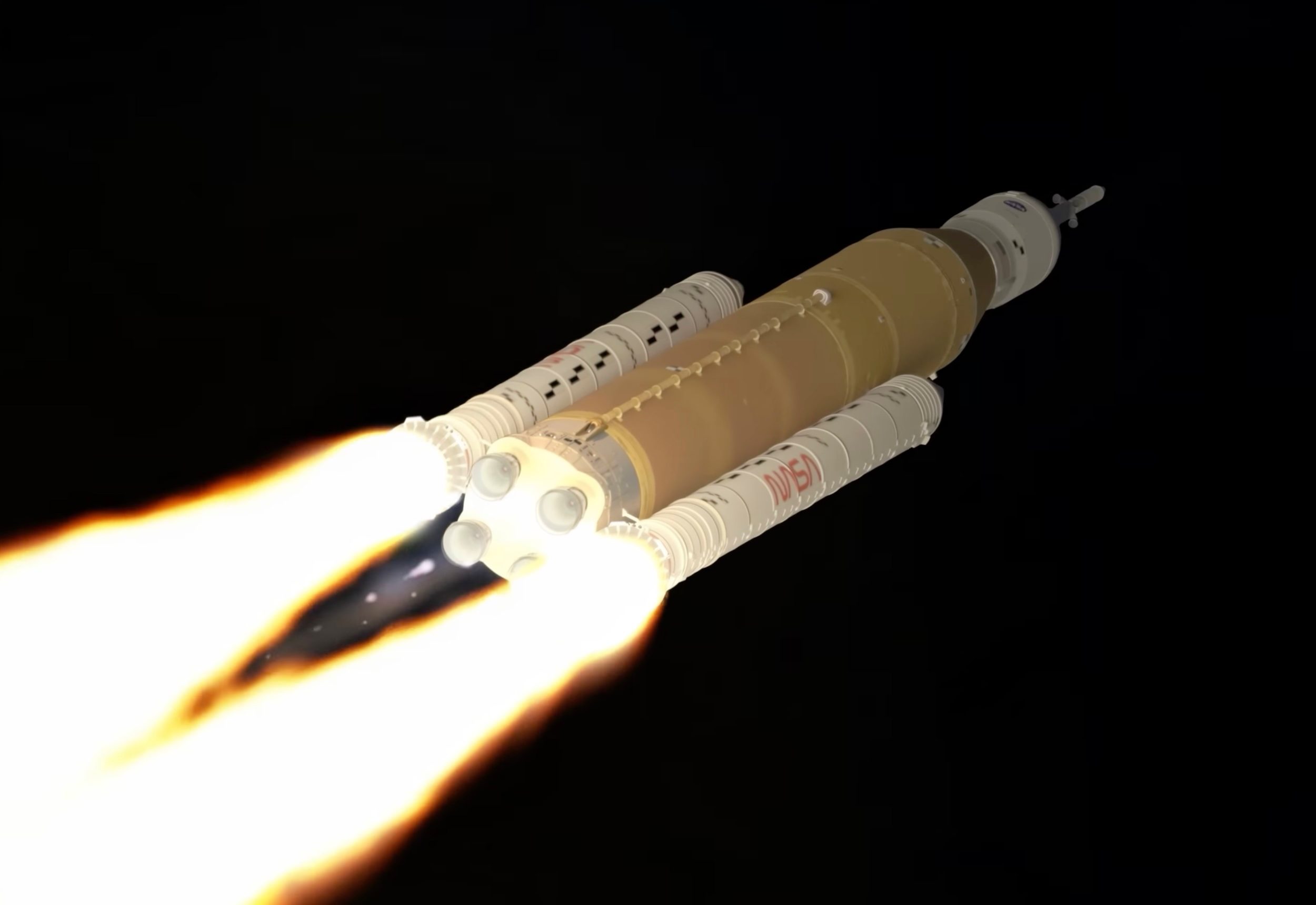 L'animation de la NASA montre la fusée SLS se dirigeant vers l'espace dans le cadre de la mission Artemis II.