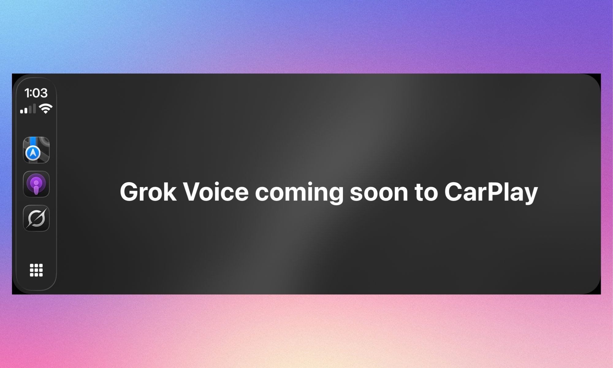 Grok dans la capture d'écran de l'espace réservé Apple CarPlay.