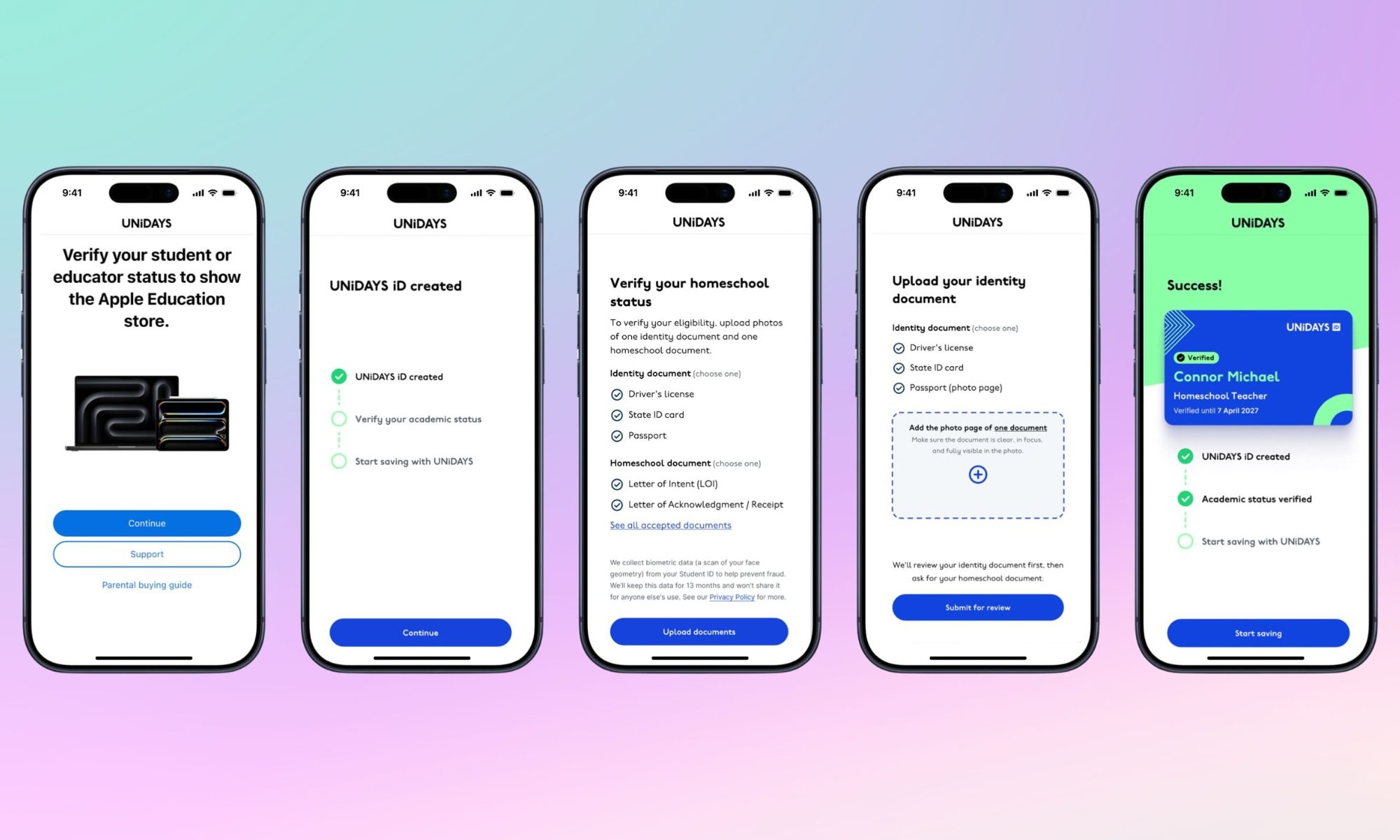 Processus de vérification de l’école à domicile sur l’Apple Store Educaiton.