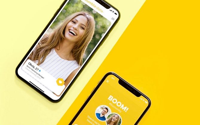 Interface utilisateur de l'application de rencontres Bumble.