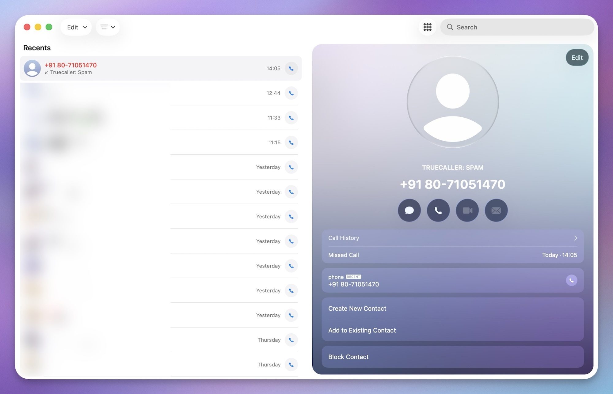 Application téléphonique sur Mac