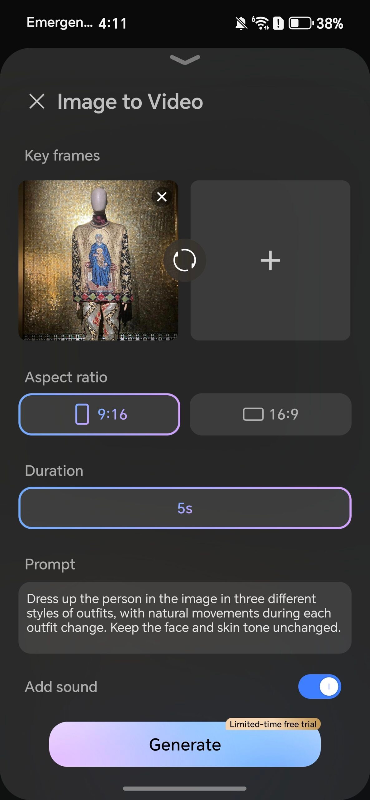 Capture d'écran Honor AI Image to Video 2.0