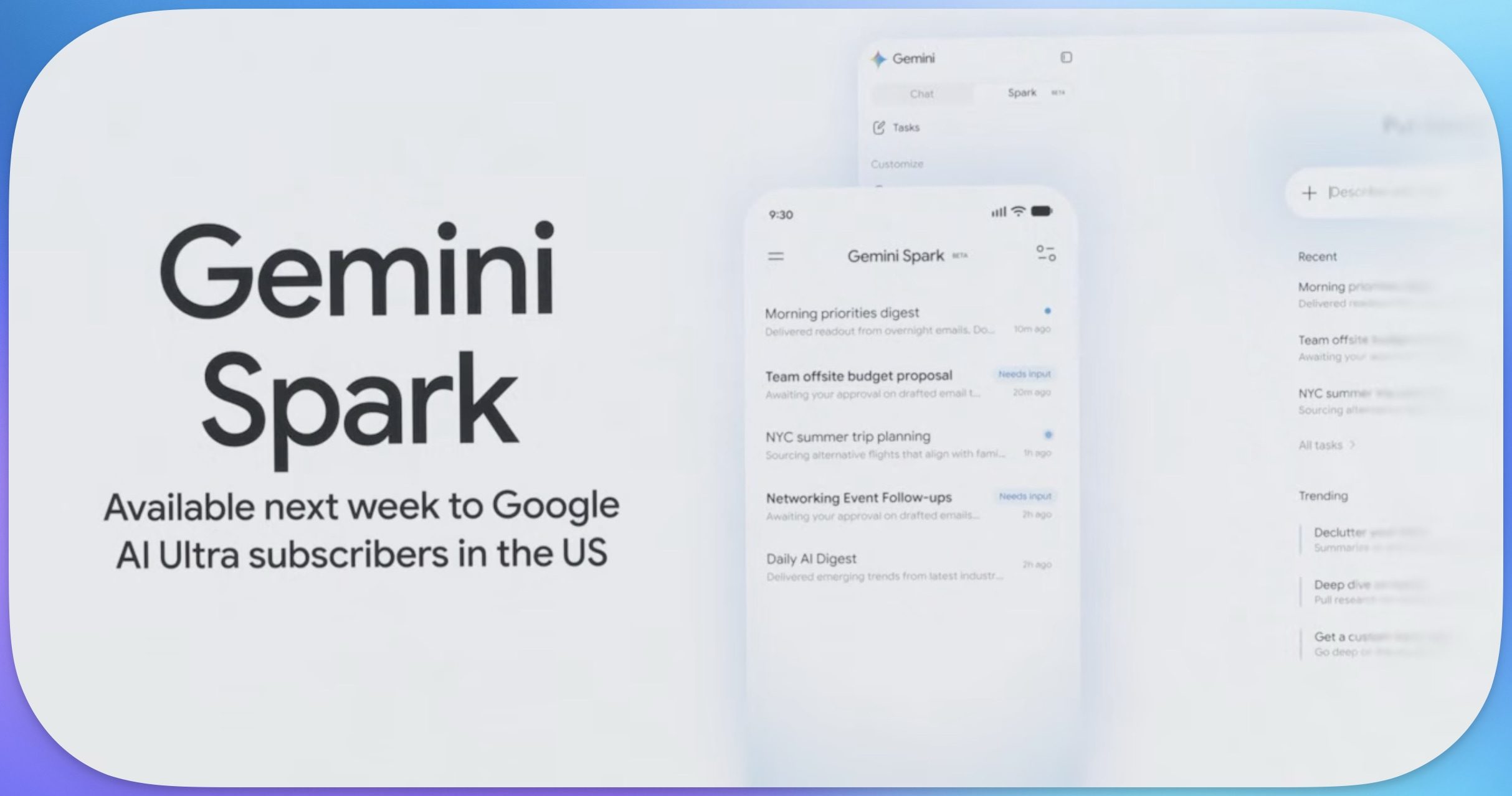 Diapositive de disponibilité de Gemini Spark