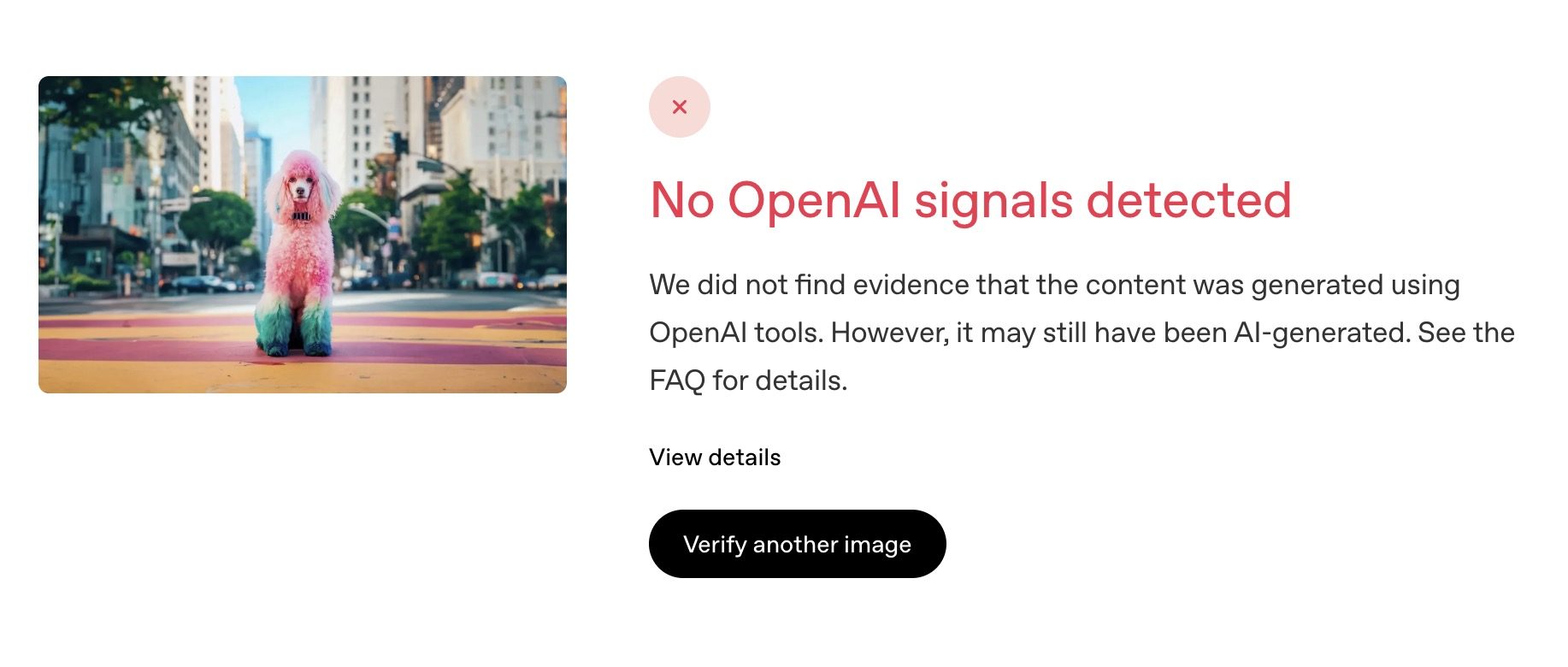 L'outil de vérification d'image openAI en action