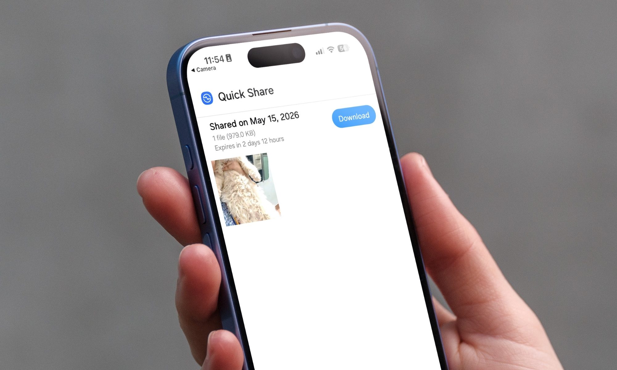 iPhone recevant un fichier via un code QR de partage rapide