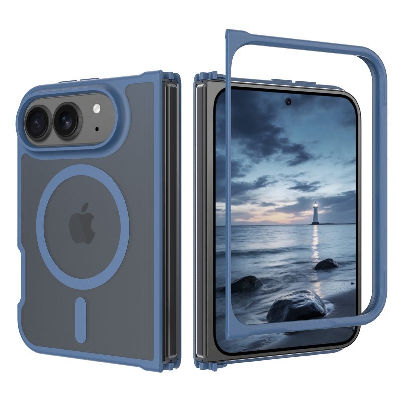 Le rendu du boîtier de l'Apple iPhone Fold divulgué en bleu