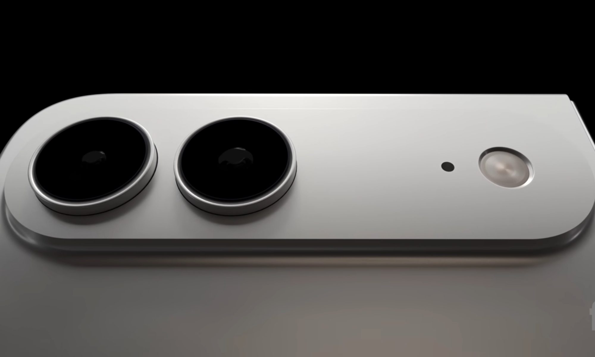 Configuration de la caméra arrière et de la visière de l'iPhone Fold.