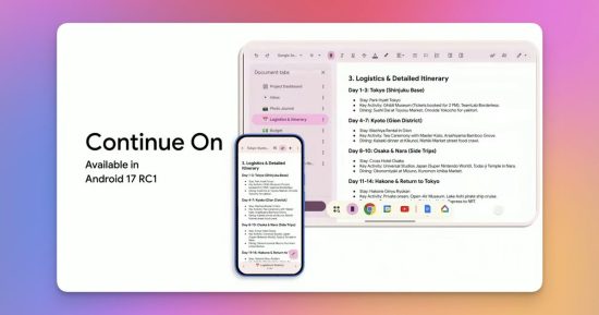 Android 17 bénéficie enfin de la fonctionnalité Handoff d'Apple, et il est temps