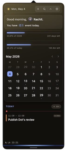 Interface de l'application Dot
