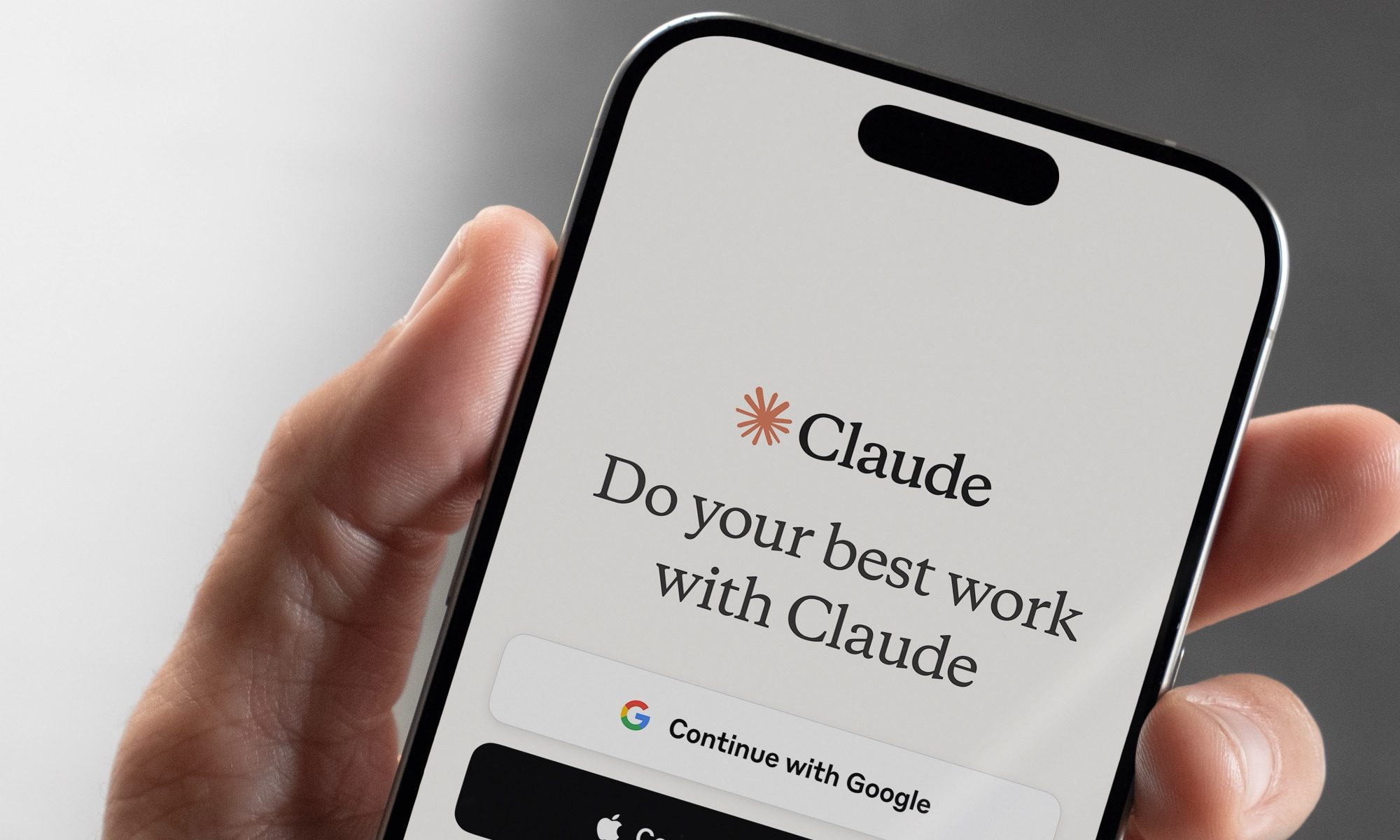 Écran de connexion de Claude affiché sur iPhone