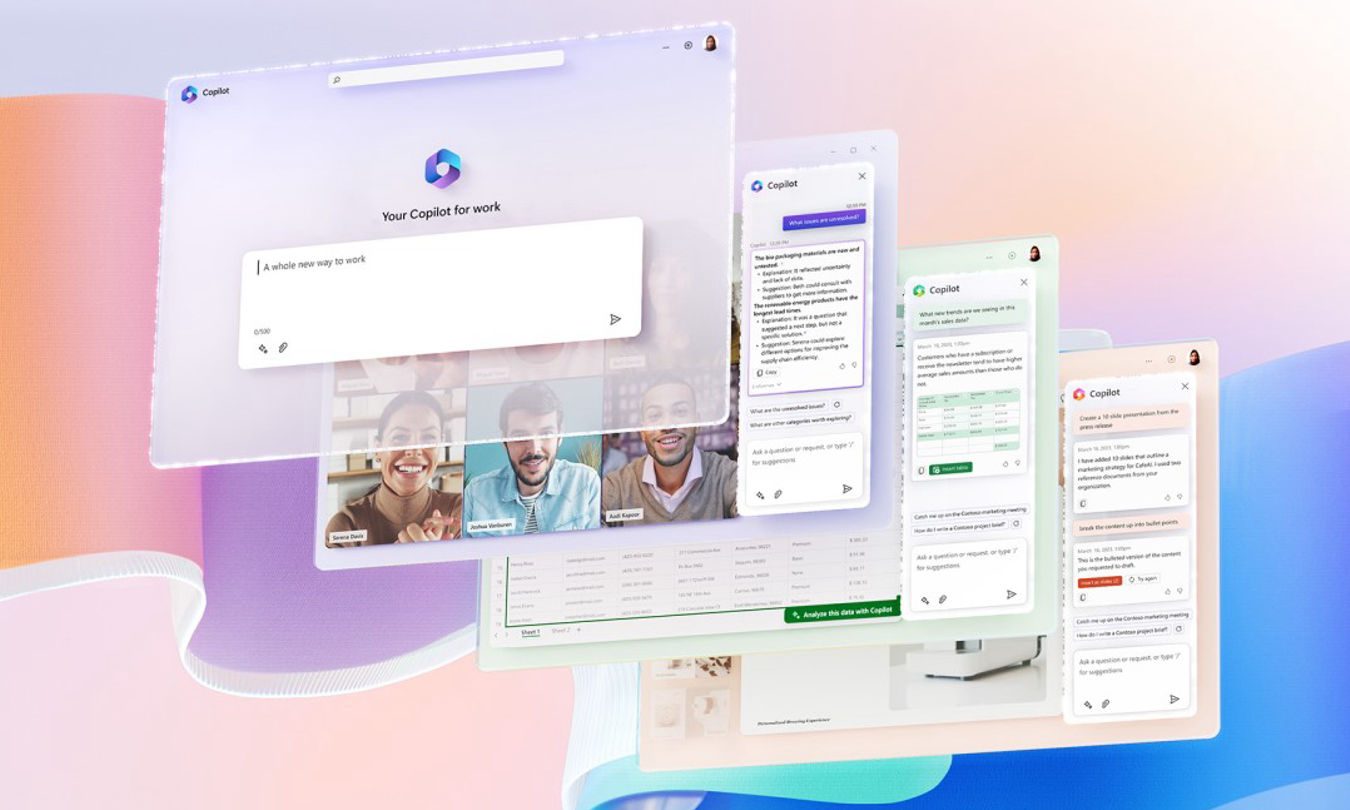 Plusieurs écrans affichant Microsoft Copilot