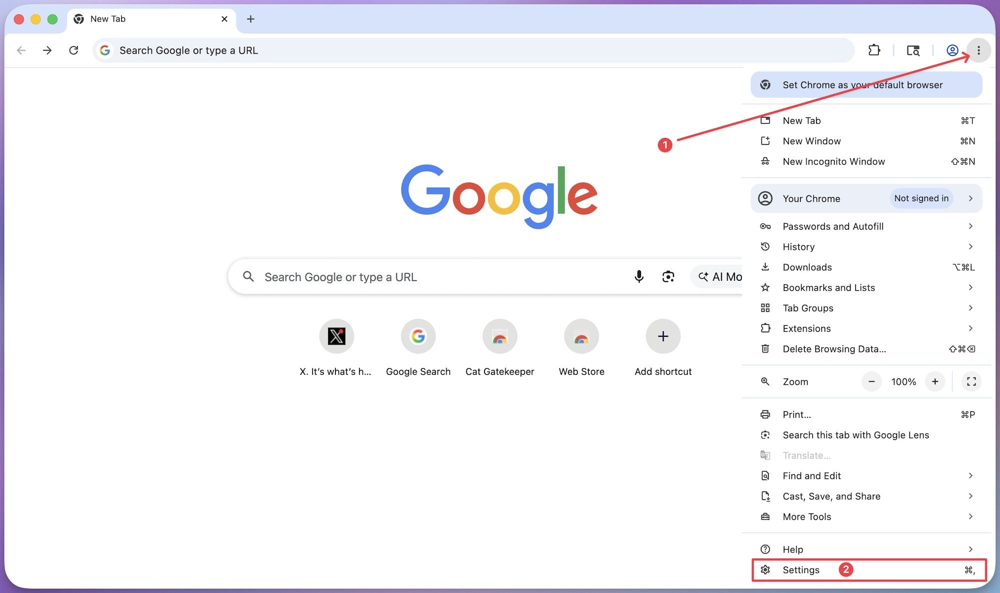 ouverture des paramètres de Chrome