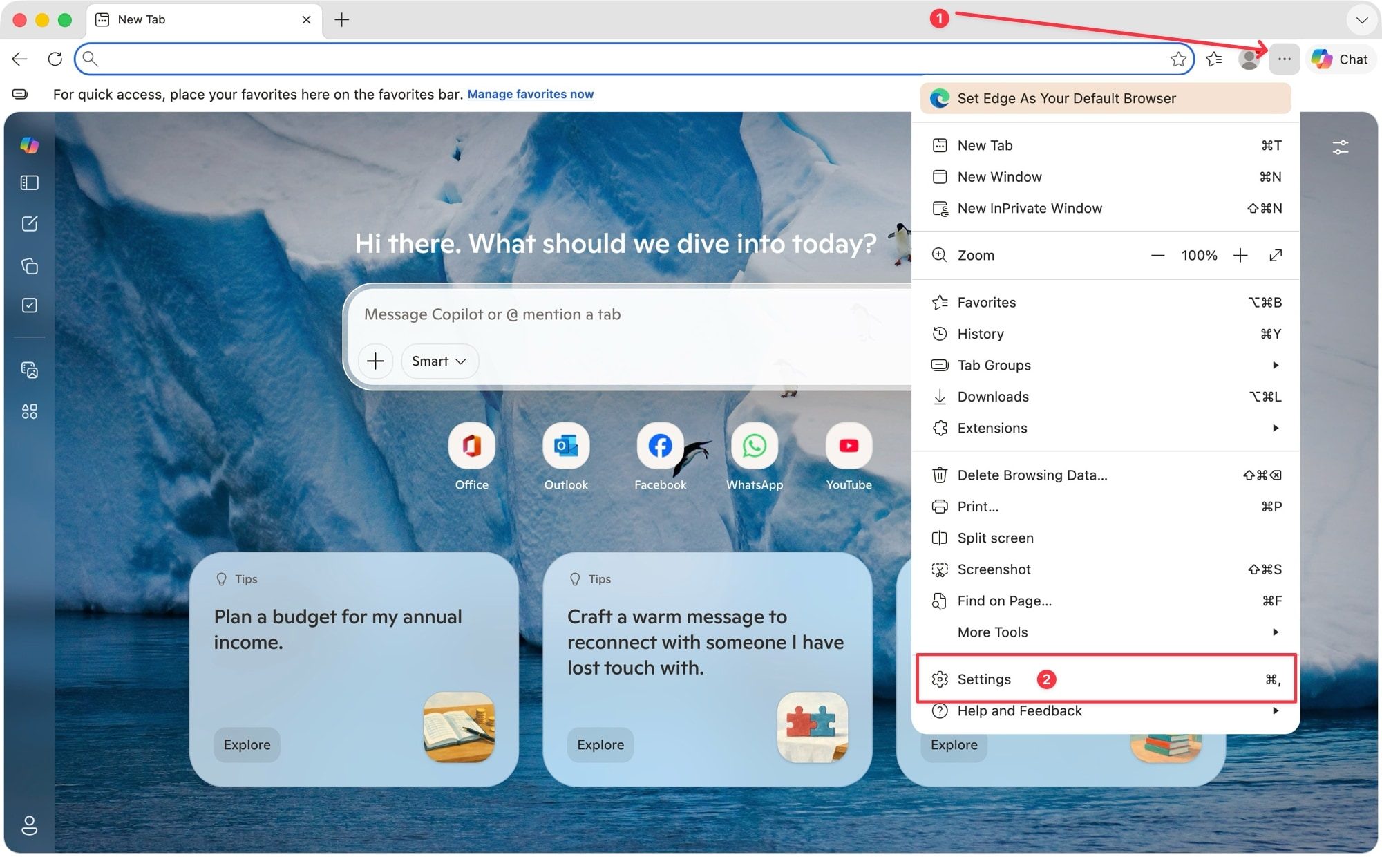 ouverture des paramètres de Microsoft Edge