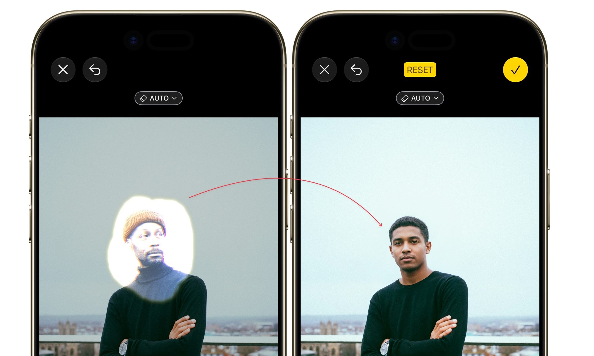 visage modifié par Apple Clean Up Tool