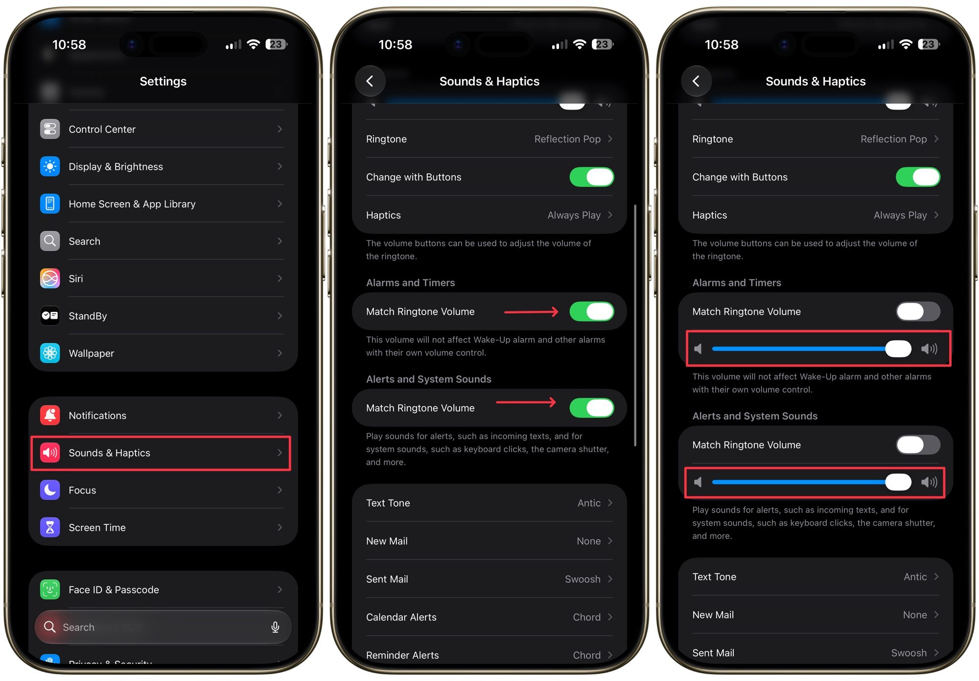 Définition d'un volume séparé pour les alarmes et les alertes
