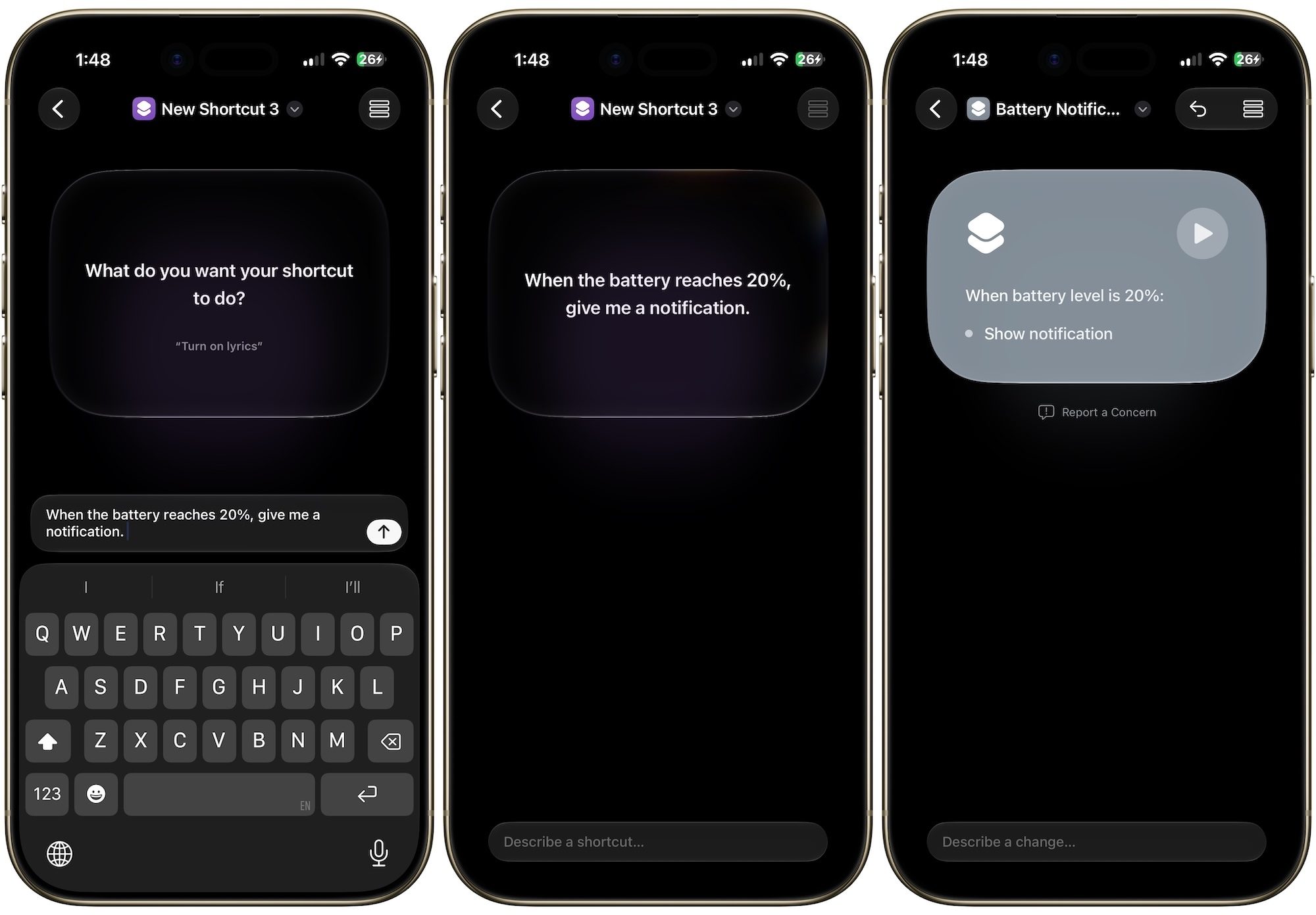 Créer un raccourci à l'aide de Siri