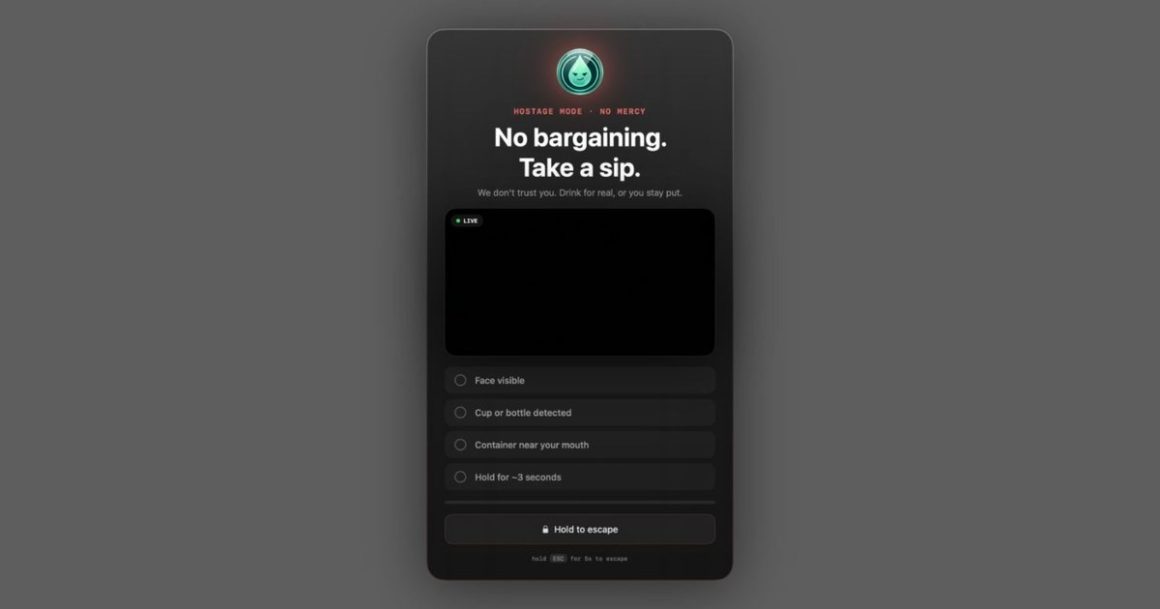Cette nouvelle application Mac prend votre écran en otage jusqu'à ce que vous buviez de l'eau