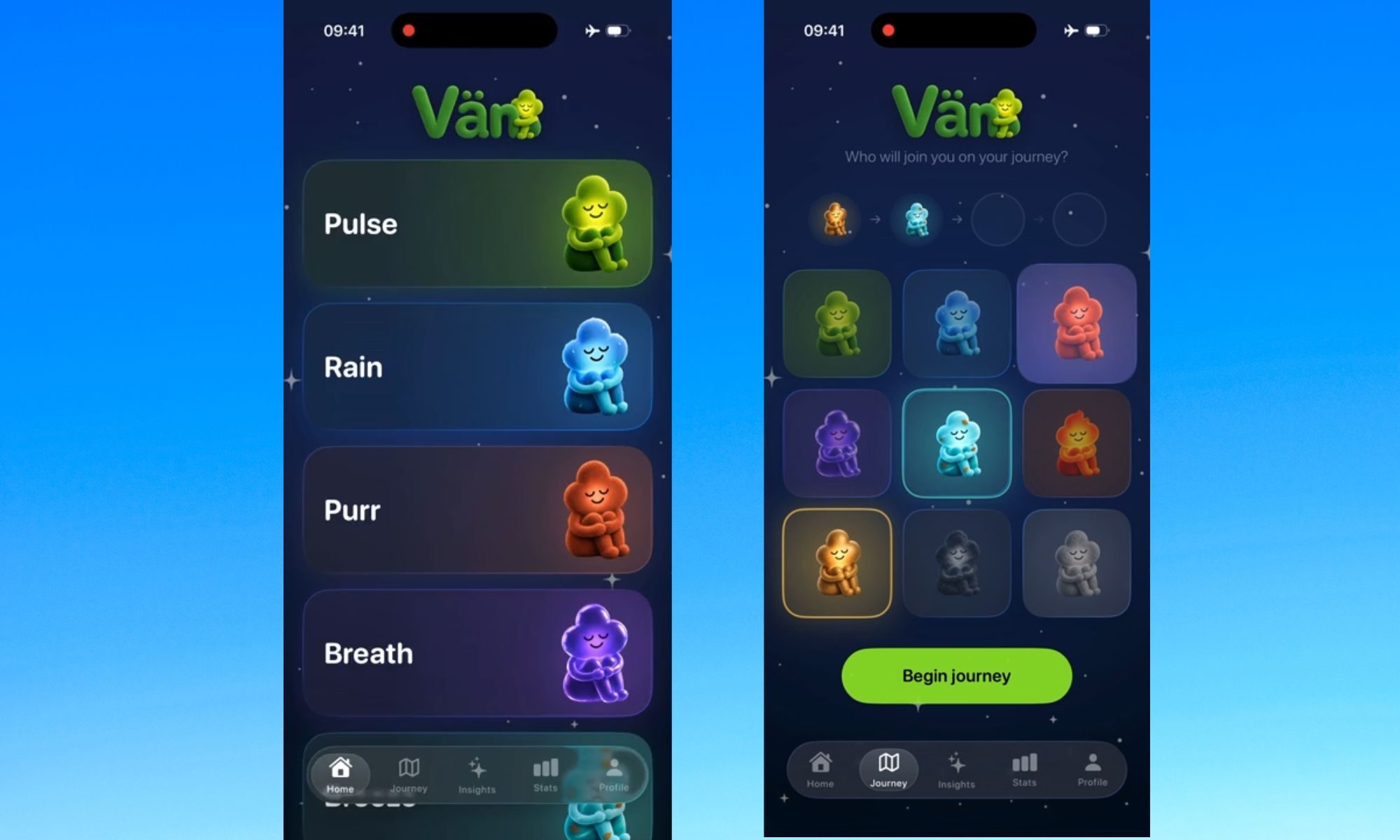fonctionnalités de l'application van