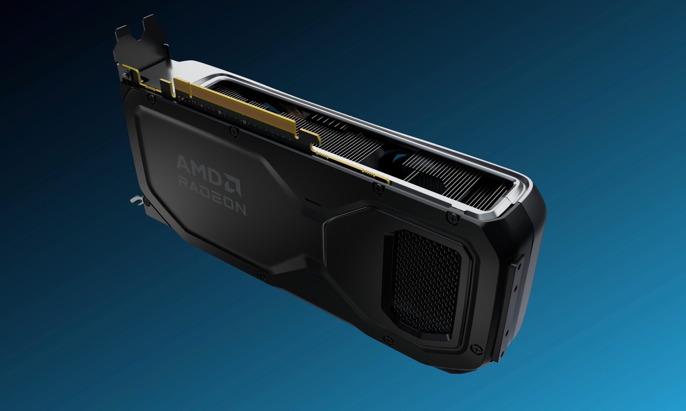 Vue arrière de l'AMD Radeon RX 9070 GRE
