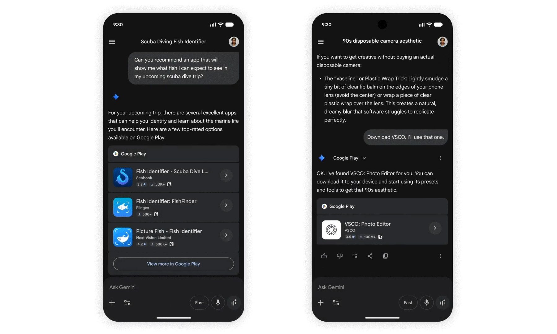 Capture d'écran officielle de Google Play en Gemini