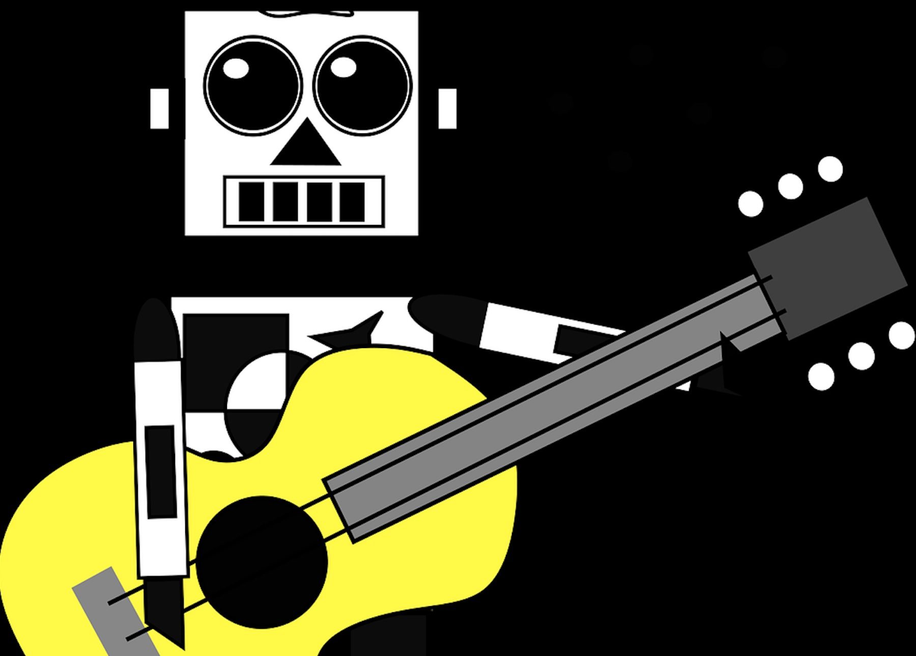 Un robot jouant de la guitare.