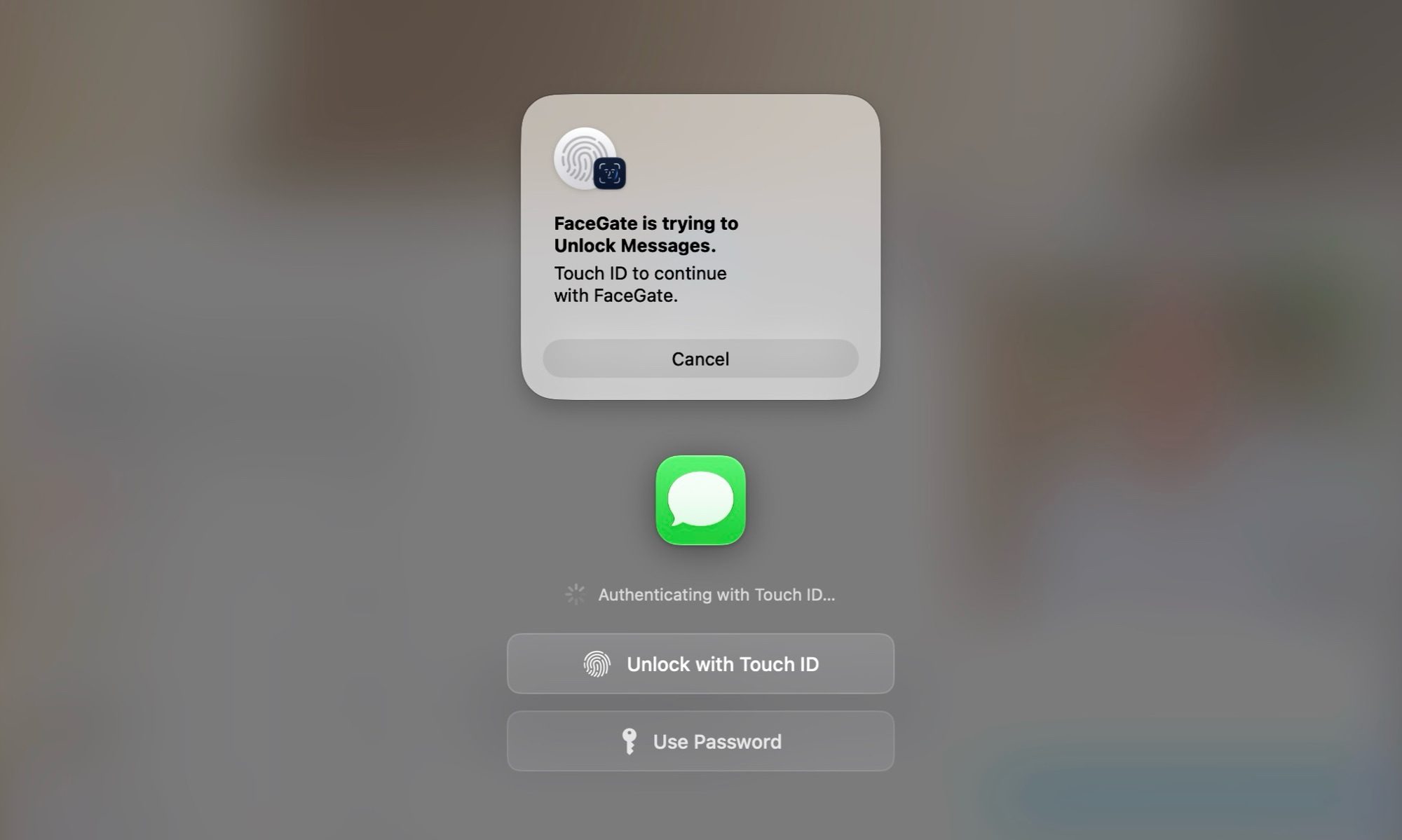 Option FaceGate Touch ID et mots de passe