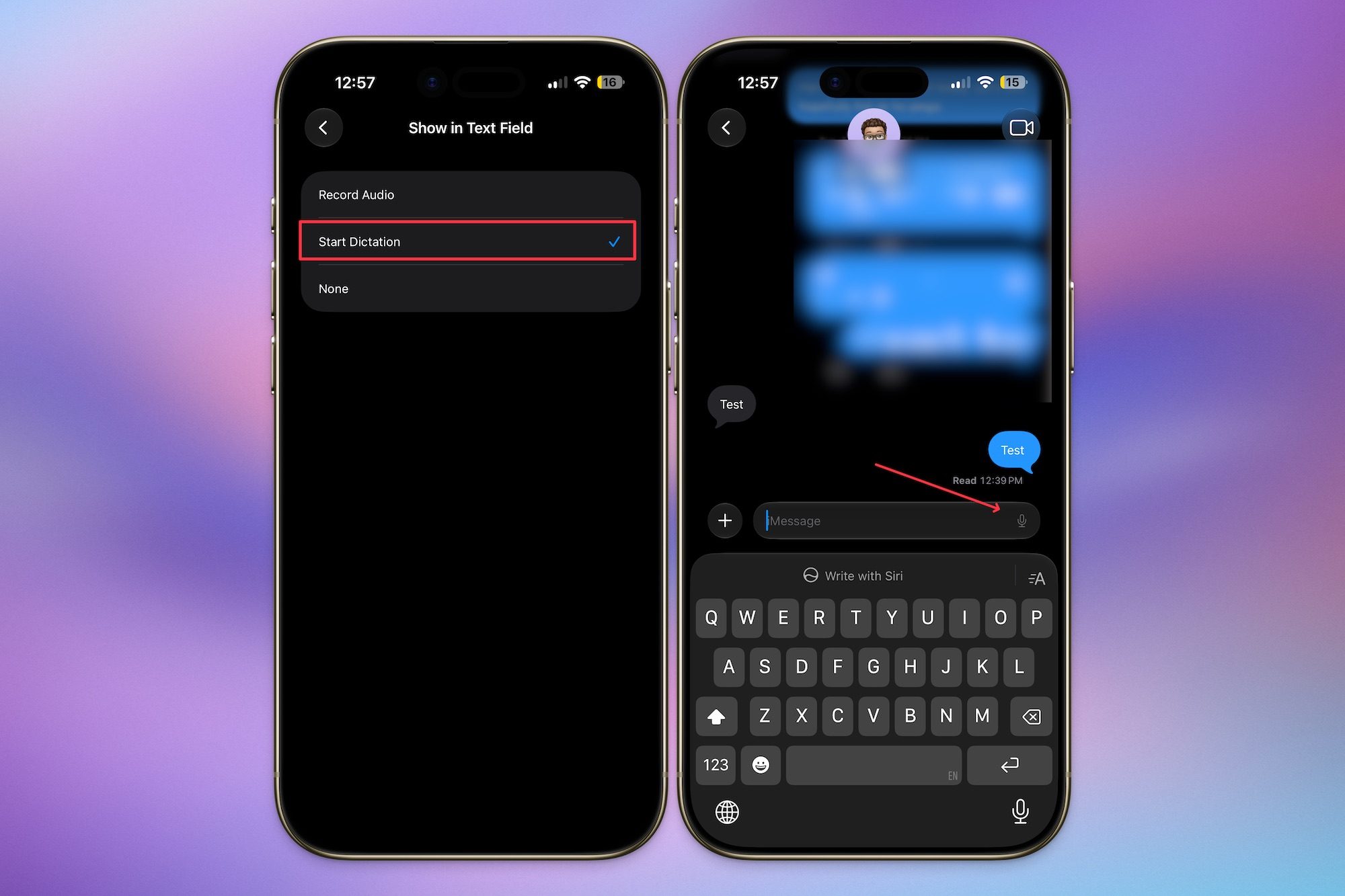 remplacement de l'enregistrement par le bouton de dictée dans les messages sous iOS 27