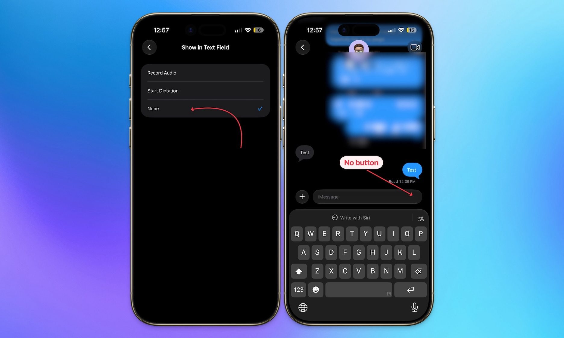 supprimer le bouton d'enregistrement des messages