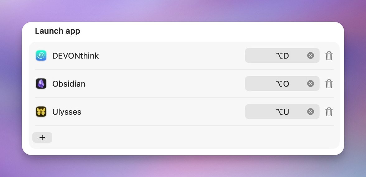raccourcis pour lancer des applications