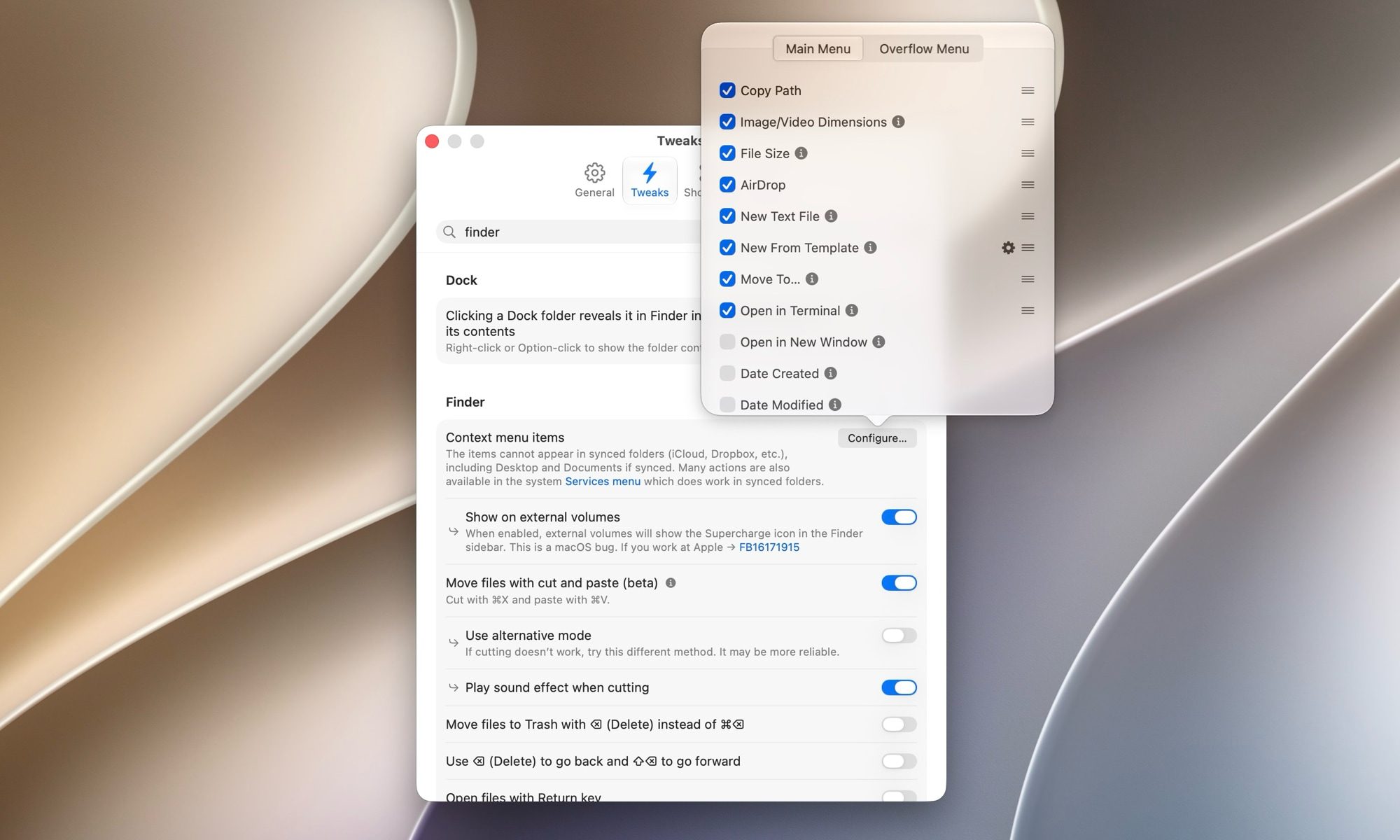 Personnalisation du menu contextuel du Finder