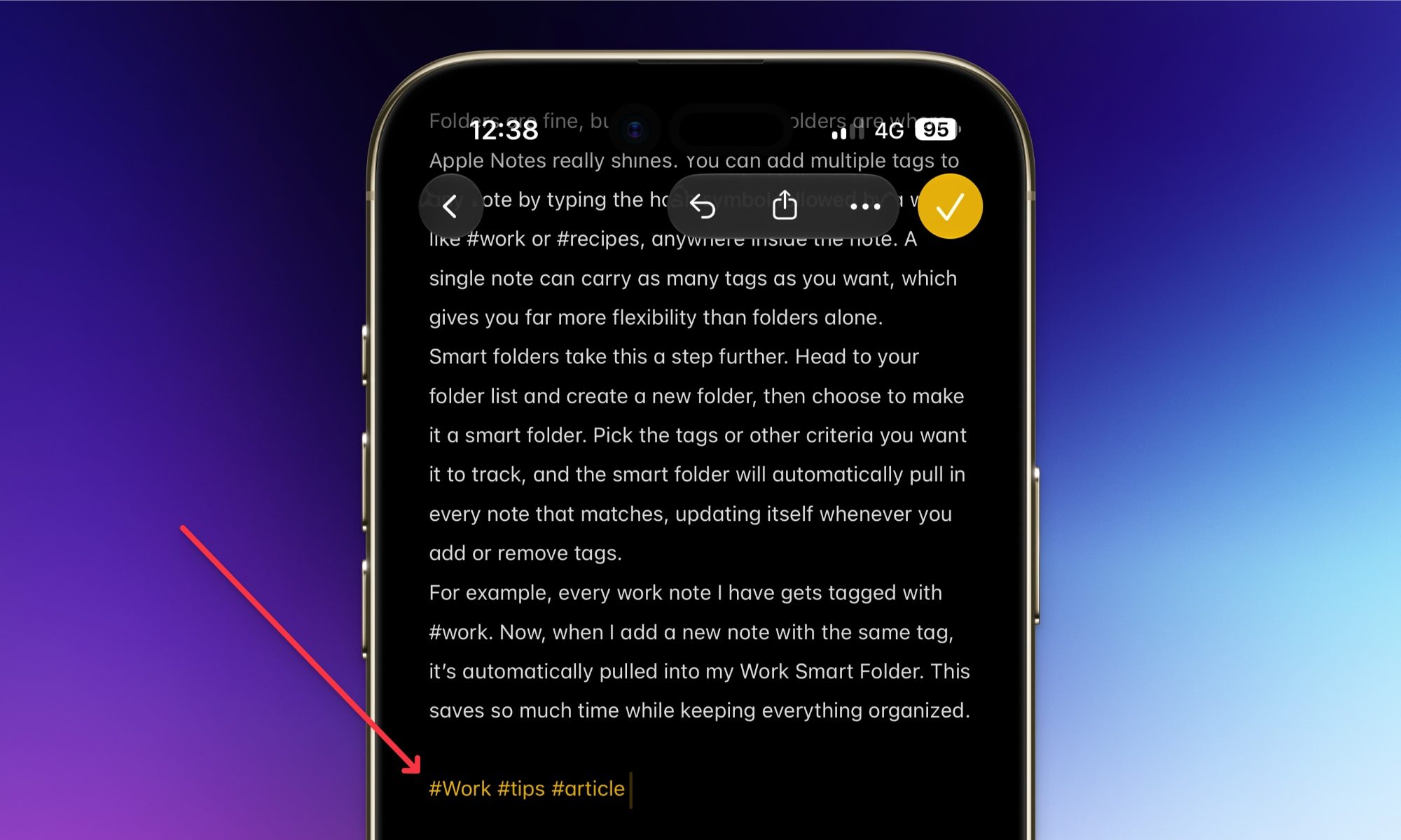 Utilisation de balises dans Apple Notes