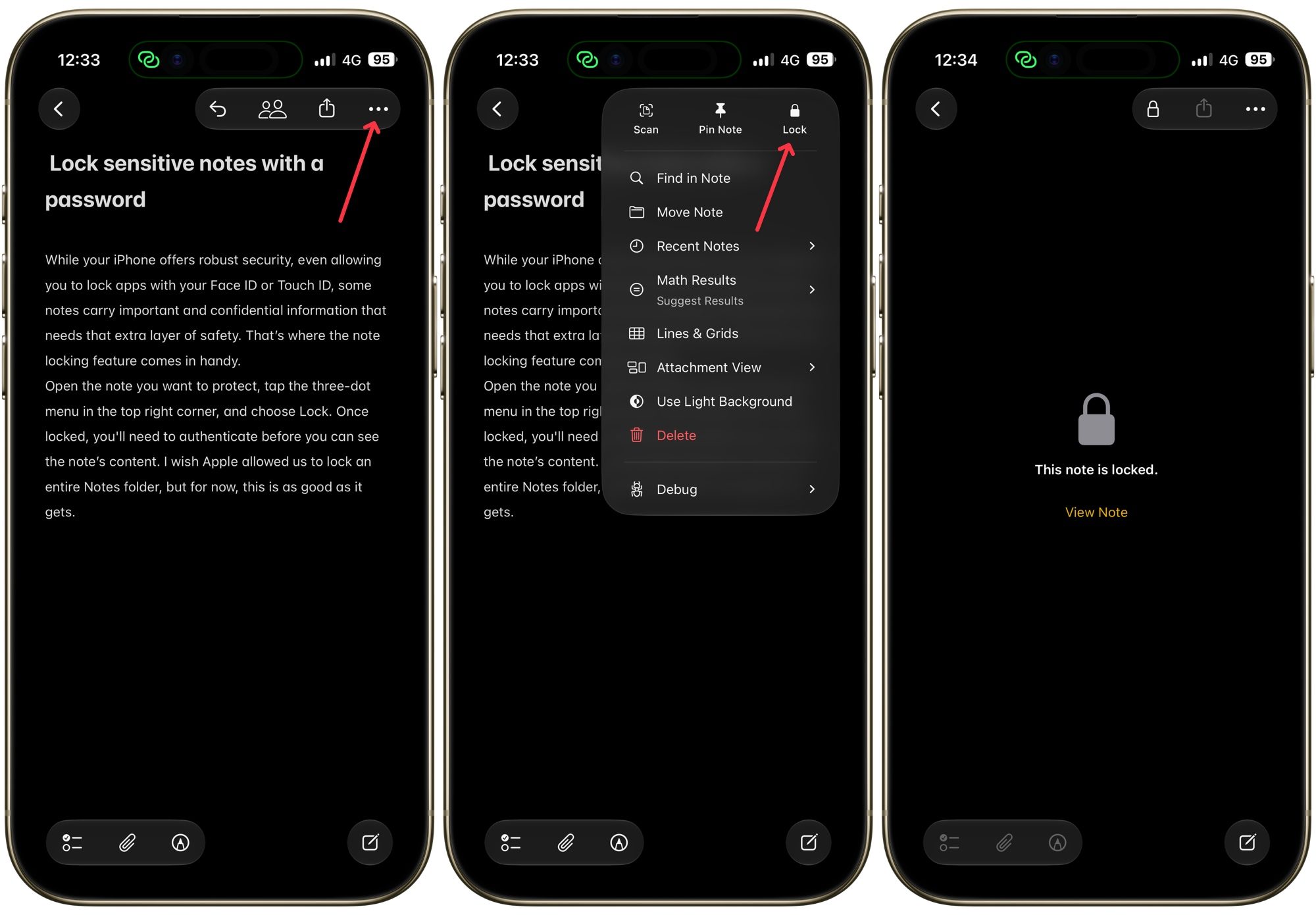 Verrouillage des notes sur iPhone