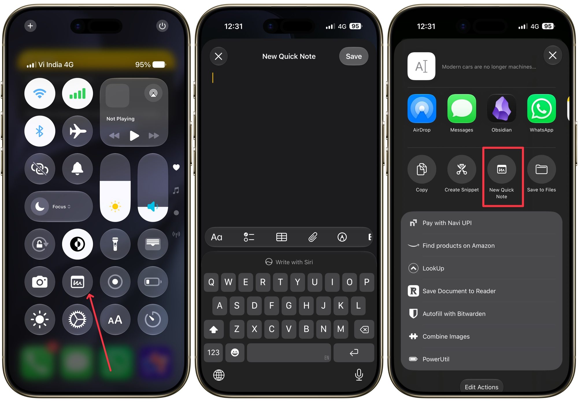 Capturer une note rapide sur iPhone