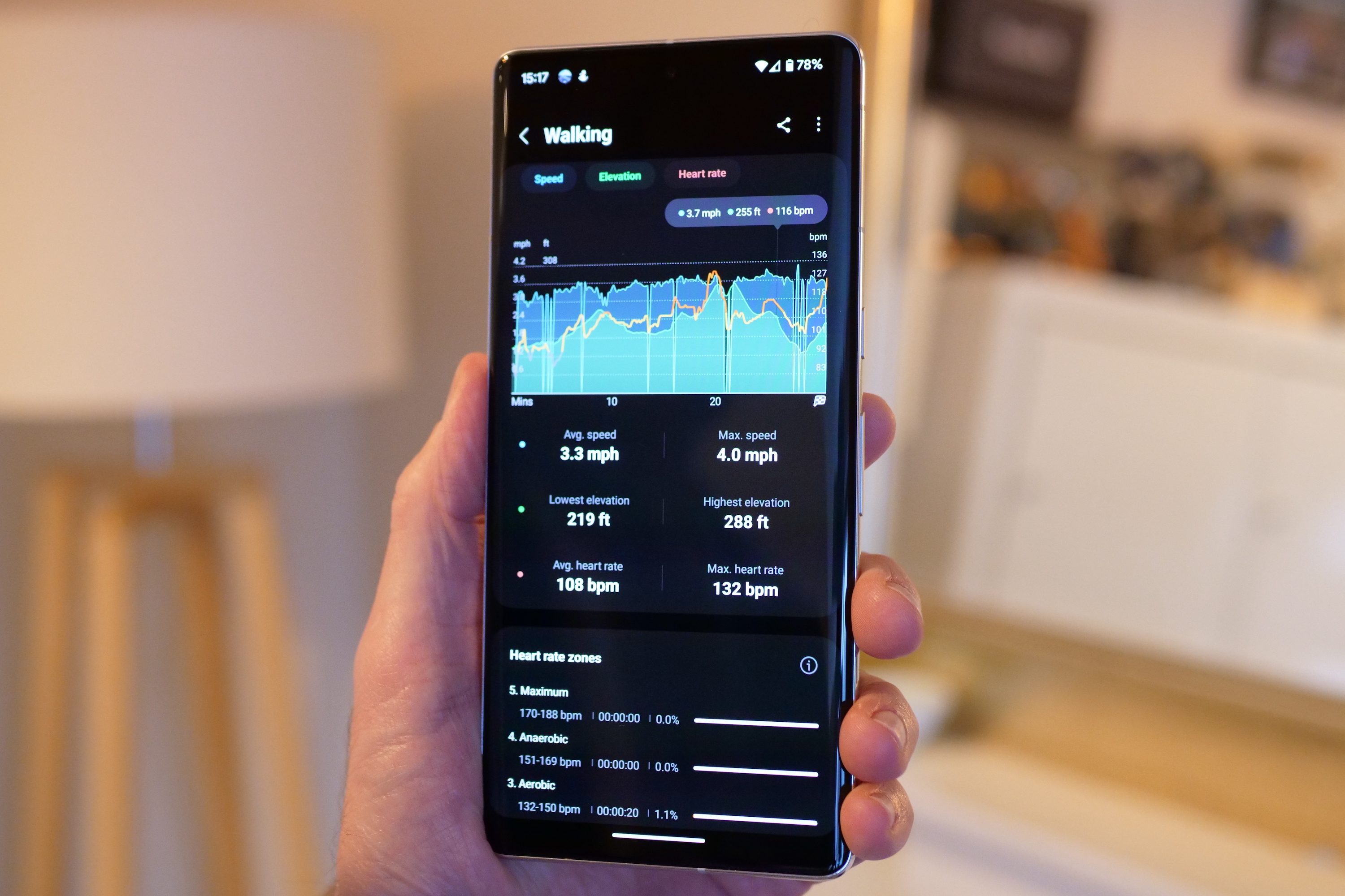 Écran de données Samsung Health.