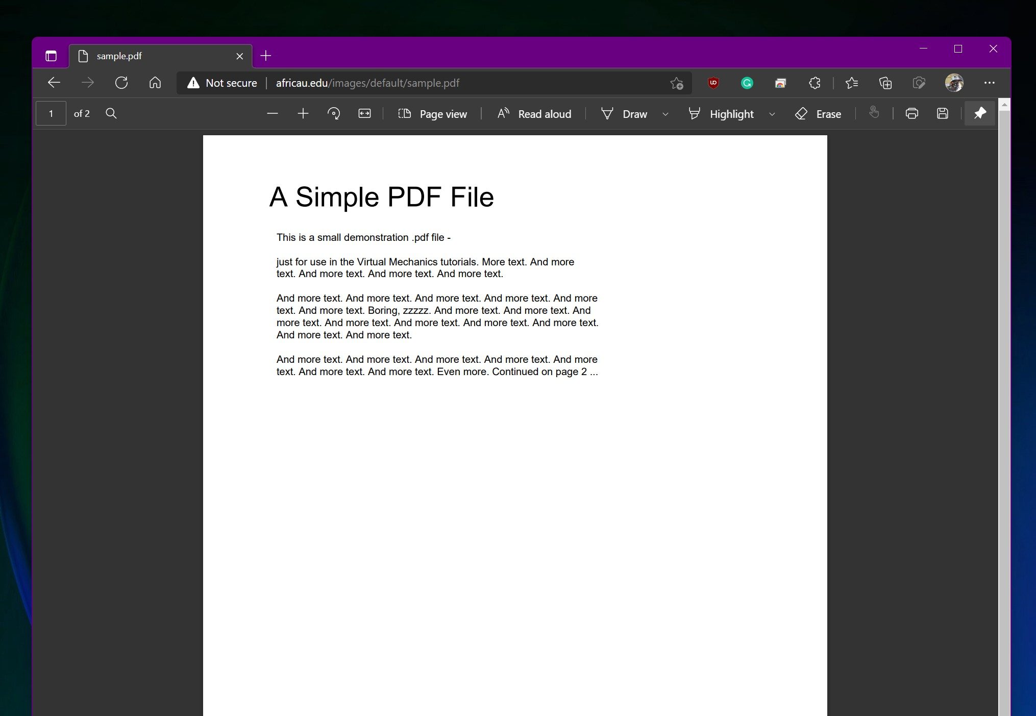 PDF sur Edge