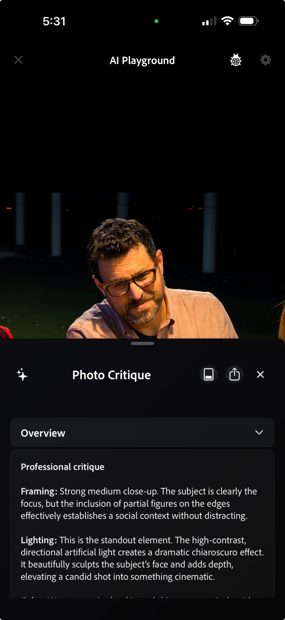 Capture d'écran du projet Adobe Indigo AI Playground