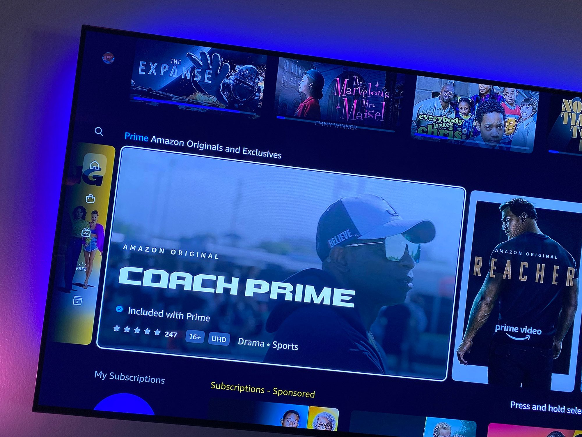 Amazon Prime Vidéo sur un téléviseur.