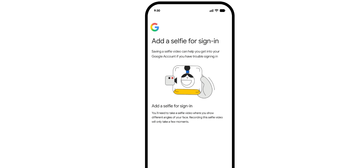 Vidéo de vérification du selfie du compte Google.