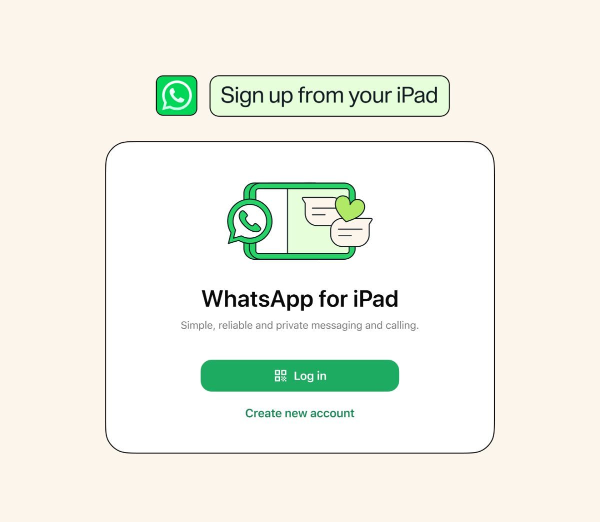 Inscription WhatsApp depuis iPad