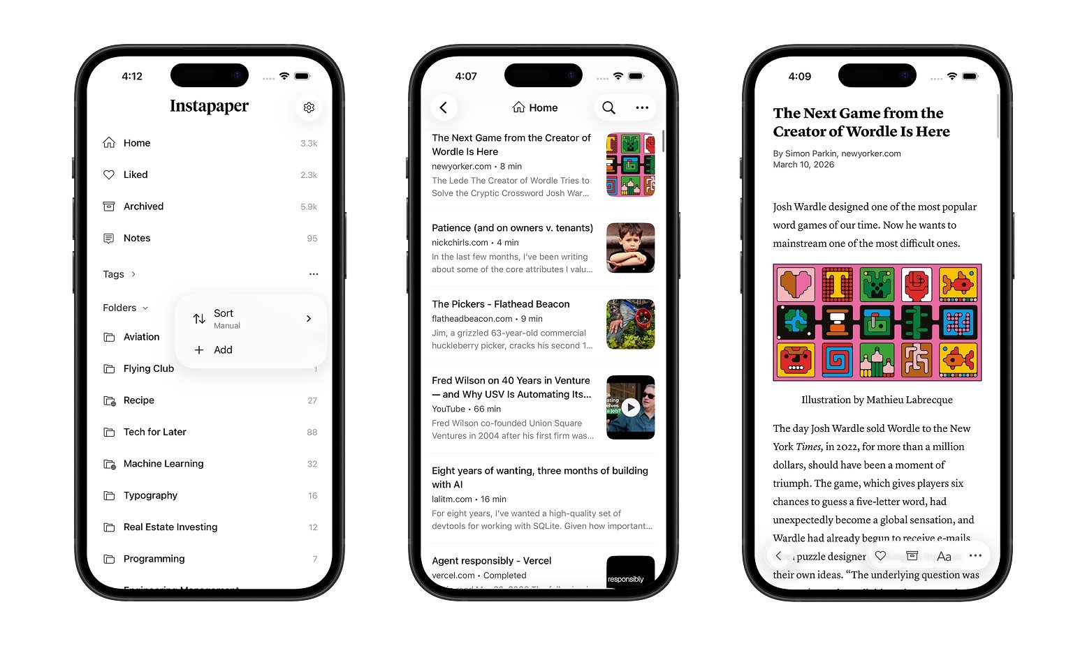 Application iOS Instapaper 10