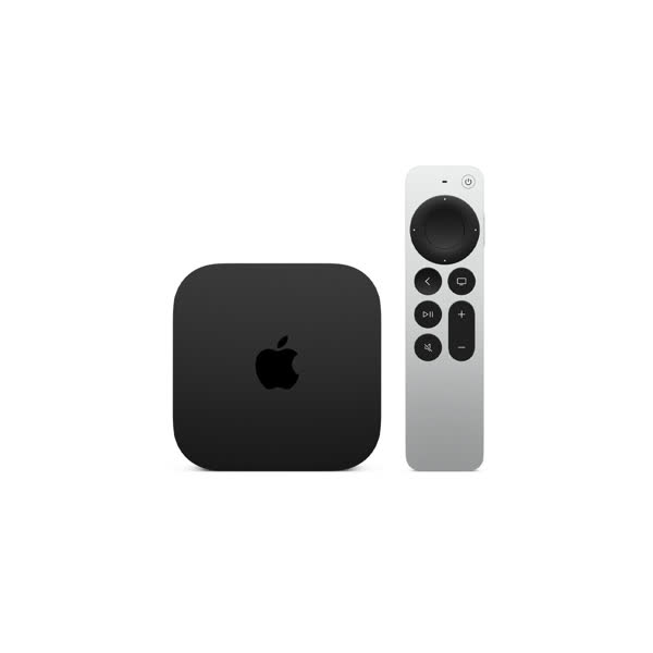 Boîtier Apple TV 4K et sa télécommande Siri Remote