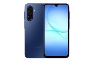 Samsung Galaxy A17 5G vu de dos et de face, coloris bleu nuit